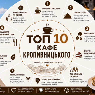 ТОП 10 кафе Кропивницького: рейтинг, відгуки та як обрати