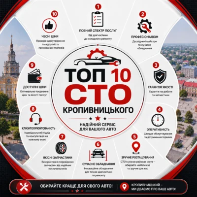 ТОП 10 СТО Кропивницького: рейтинг, відгуки та контакти